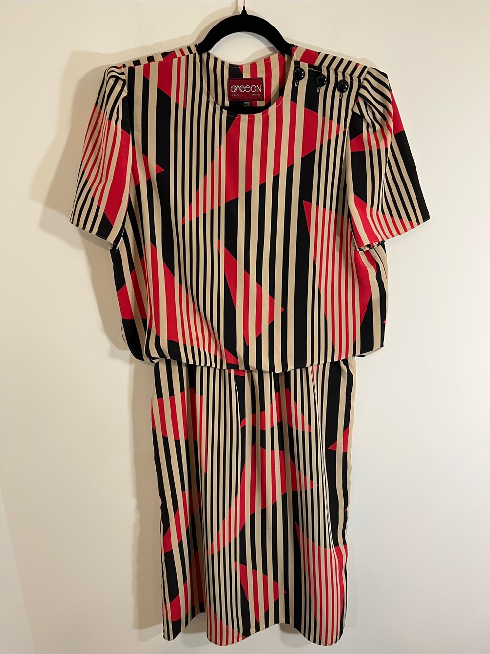 80’s Sasson vintage abstract dress 14/15